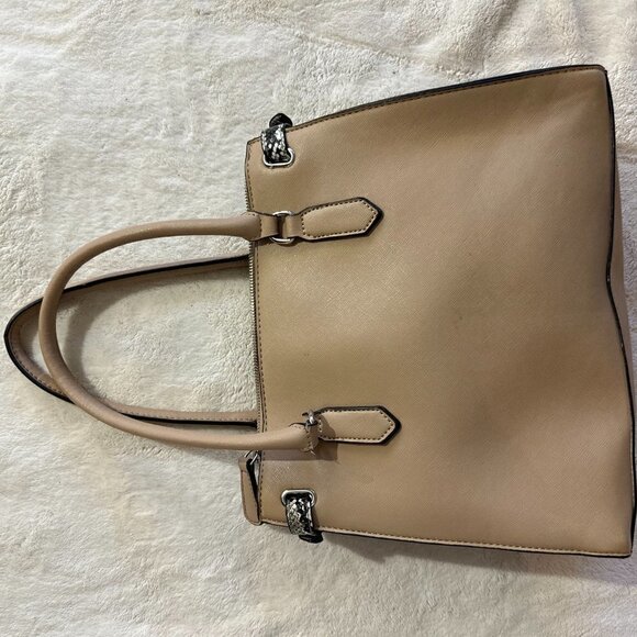Beige Leather Guess Snakeskin Marysville Tote - Picture 12 of 15